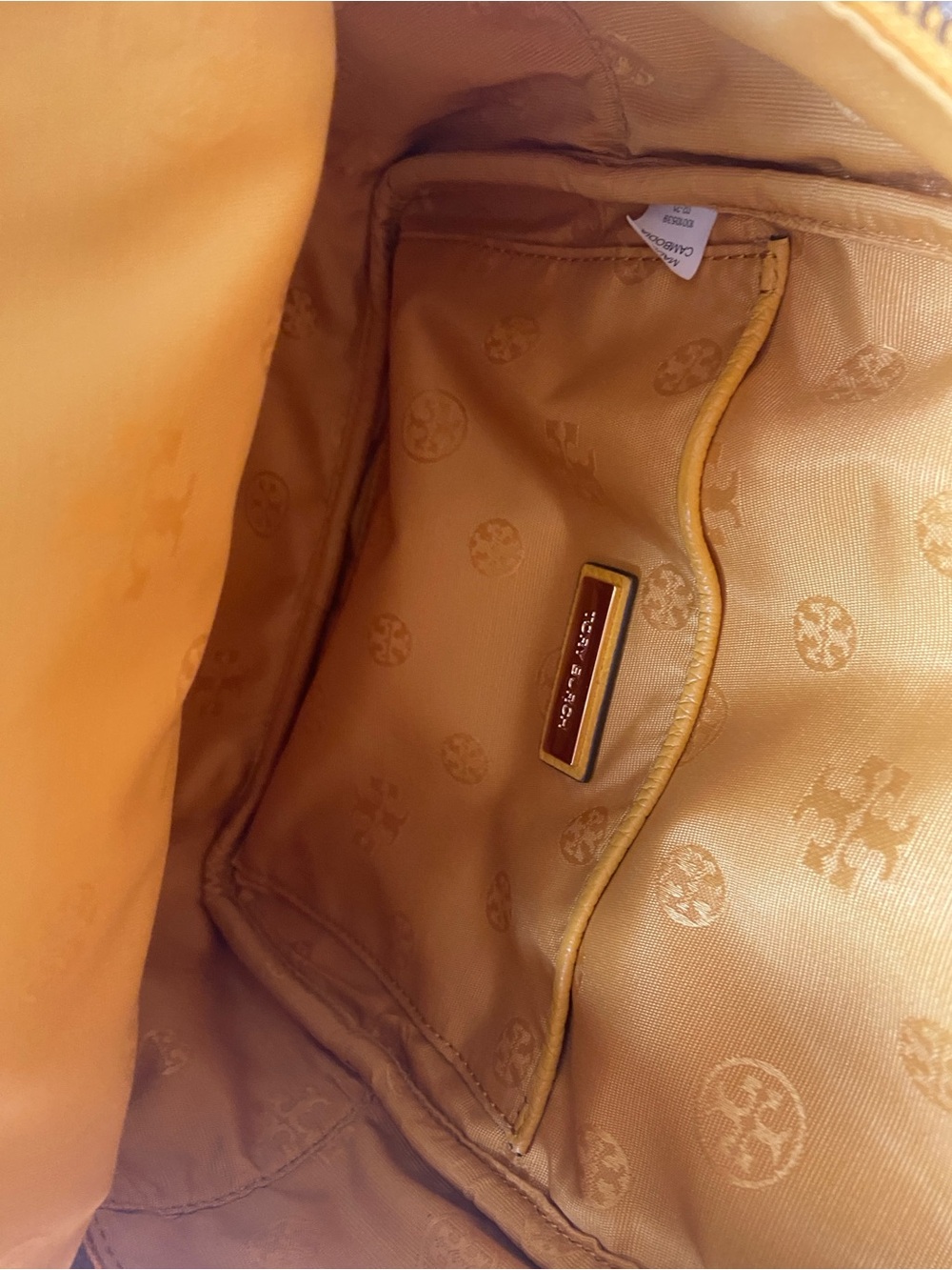 Tory Burch Thea Solarium Yellow Pebbled Leather Mini Backpack - Picture 4 of 4
